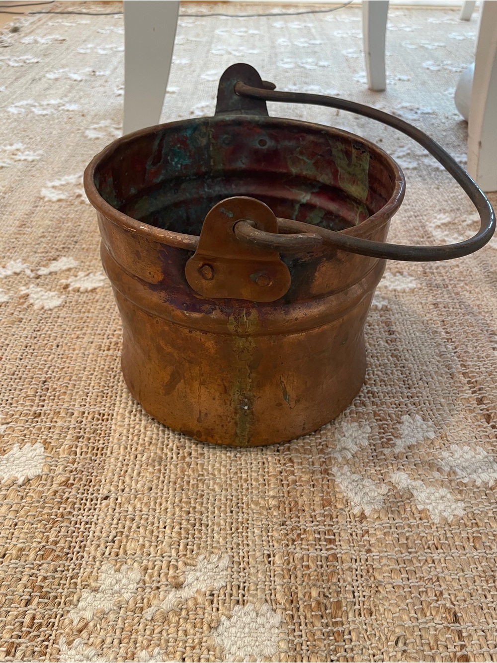 Antique Handcrafted Copper Bucket Pal Riveted Dovetail Features